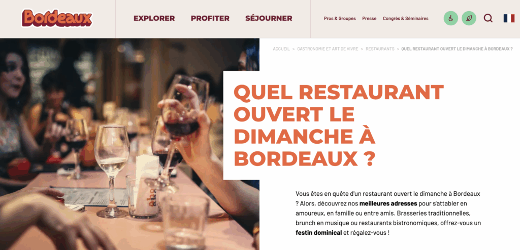 Restaurant ouvert le dimanche à Bordeaux